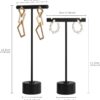 2Black Metal Earring T-Bar Stands Round Base Jewelry Displays - Image 2