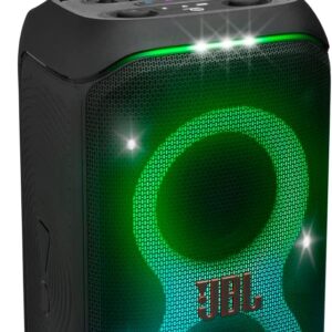 JBL PartyBox Stage 320 Portable Speaker with Handle, Wheels, JBL Pro Sound, Lightshow, Splash Proof, 18-Hour Playtime