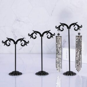 Black Metal Earring Stands Detachable Hook-Shaped Display Racks