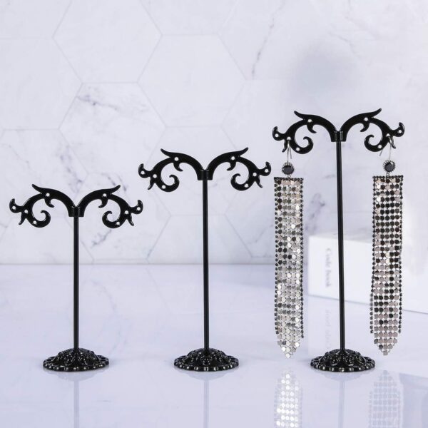 Black Metal Earring Stands Detachable Hook-Shaped Display Racks