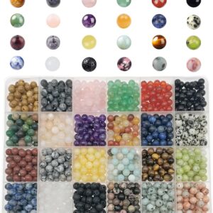 1200pcs 6mm Natural Stone Round Beads 24 Colors for Jewelry Making