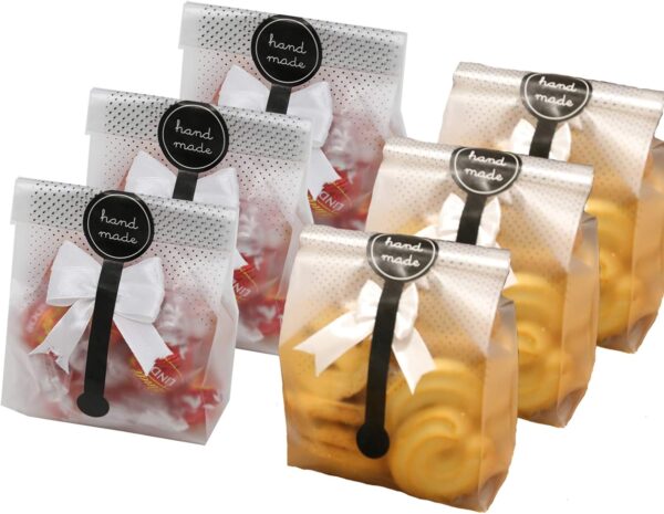 Translucent Plastic Bags for Cookies, Cakes, Candy, with Stickers