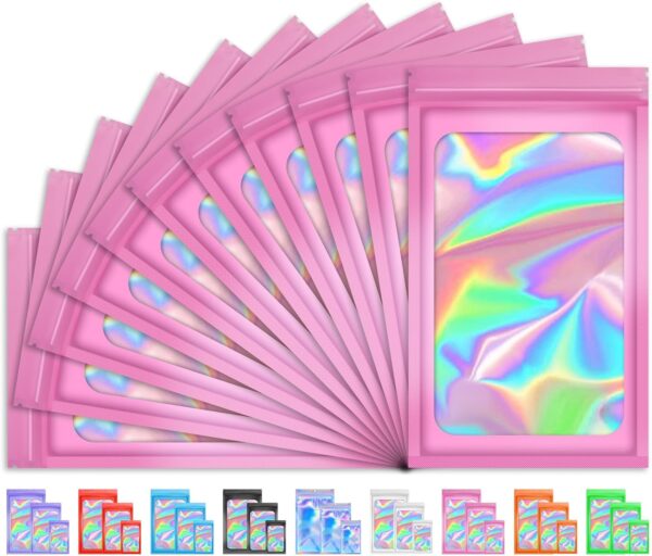 Holographic Mylar Bags Smell-Proof, Resealable