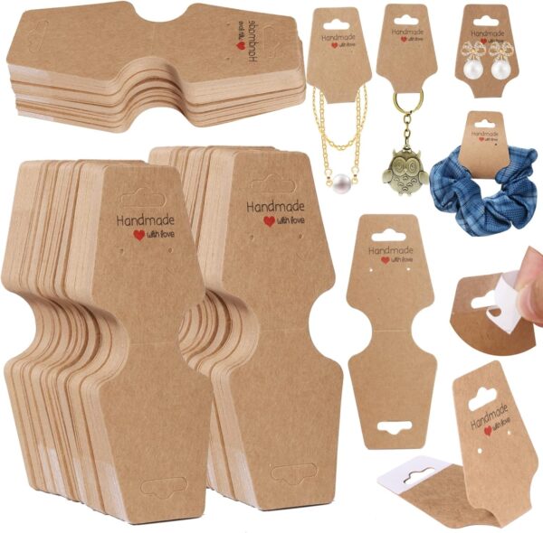 Jewelry Display Cards, Self-Adhesive, for Bracelets, Necklaces, Earrings, Keychains, and Scrunchies