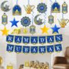 34pcs Pre-Assembled Ramadan Mubarak Banner and Garland Decorations - Image 4