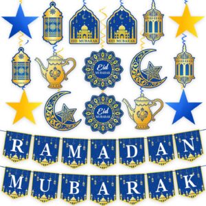 34pcs Pre-Assembled Ramadan Mubarak Banner and Garland Decorations