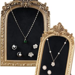 2Pcs Gold Vintage Jewelry Stands – Necklace & Earring Holders (Black, L&S)