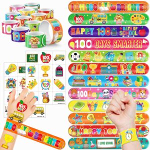 100 Days of School Party Favors: 24 Tattoos & 24 Slap Bracelets