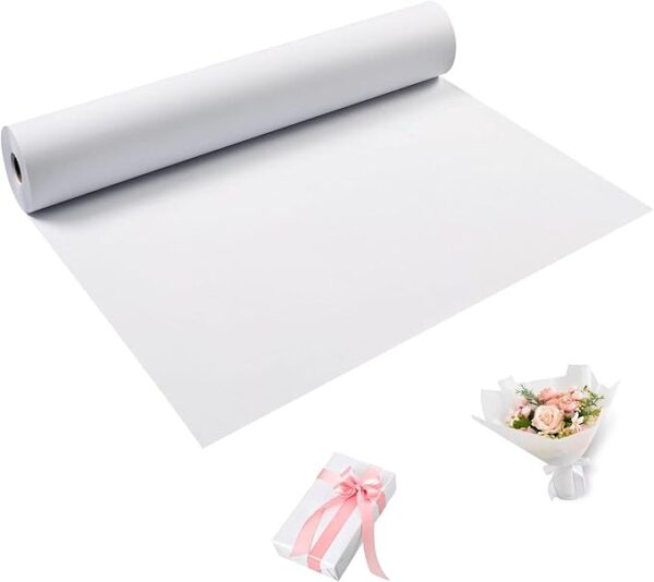 24" x 1200" White Kraft Paper Roll, for Drawing, Painting, Wrapping, and Packing