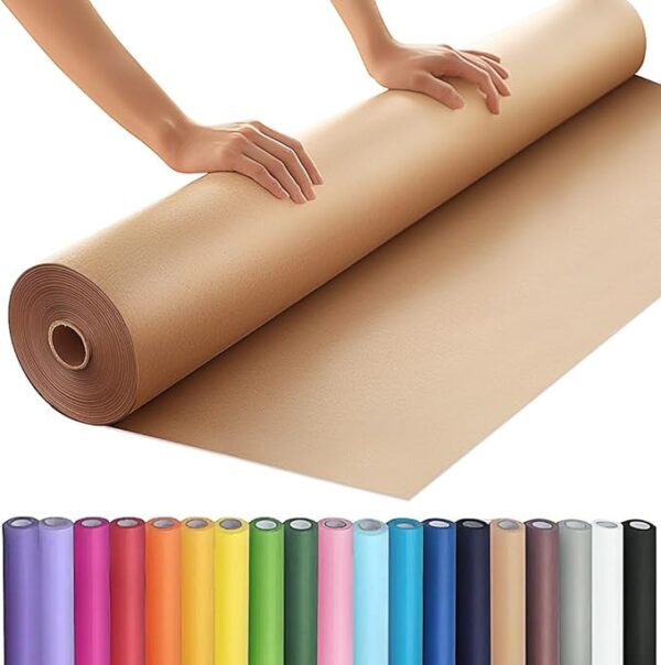 36" x 200' Brown Kraft Paper Roll, for Crafts, Wrapping, Bulletin Boards, and Table Covering (70 GSM)