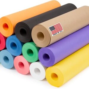 12"x1200" Multi-Color Kraft Paper Rolls Set (100 ft), 12 Rolls, for Packing, Crafts, and Gift Wrapping