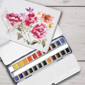 24 Half Pans Classic Watercolor Set with Metal tin