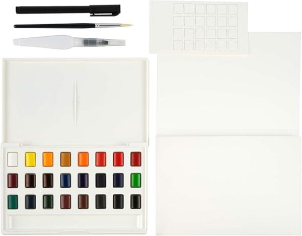 24 Half Pans Watercolor Paint Starter Set