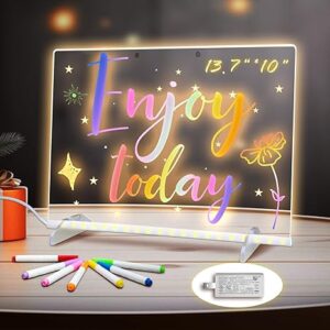 LED Note Board Acrylic Dry Erase with Light, Includes Markers & Stand
