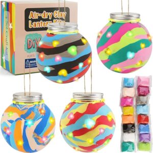4 Set Kids Clay Craft Kit, Air Dry Clay Globe Lanterns