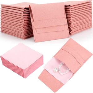 Microfiber Jewelry Pouches with Fixed Strap & Cleaning Cloth