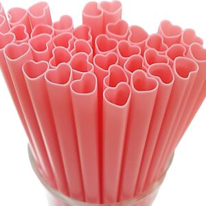 200 Pink Heart Shaped Straws, Disposable, Individually Wrapped, for Parties & Events