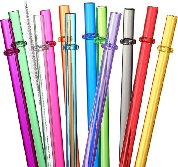 24Pcs Reusable Tritan Straws (10.5") with 4 Brushes – 12 Colors for 16–32oz Tumblers & Cups, BPA-Free