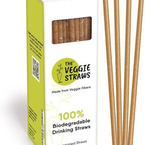 100Pcs 8.25" Biodegradable Straws – Eco-Friendly Vegetable Fiber Straws for Hot & Cold Drinks