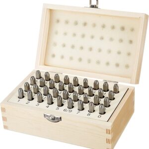 Metal Alphabet & Number Stamp Kit with Wood Case