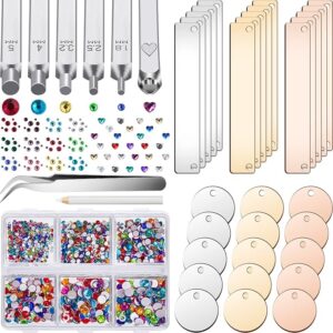 45Pcs Metal Stamping Tool Kit – Punches, Rhinestones, Blank Tags, Tweezers, Pen & Storage Box