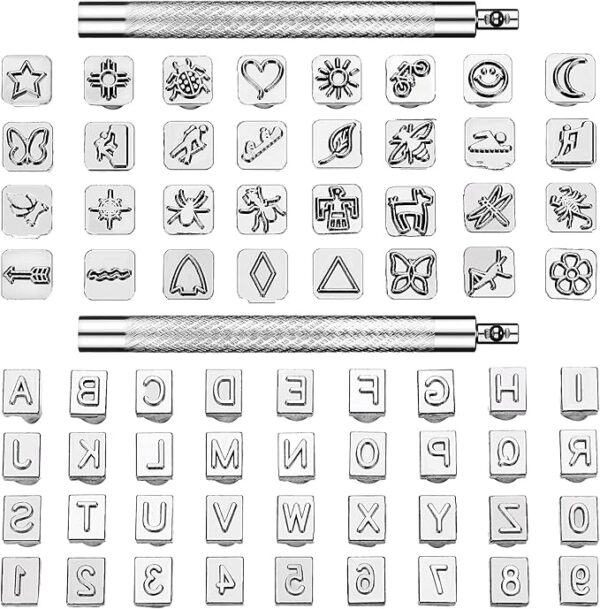 70Pcs Leather Stamping Tool Set – Metal Letter, Number & Pattern Punch Kit for Leather Craft