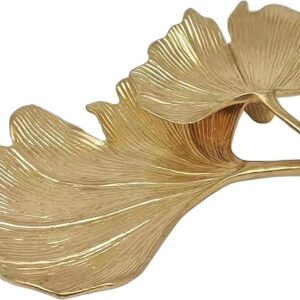 2-Tier Gold Leaf Metal Jewelry Dish Ring Holder & Trinket Tray