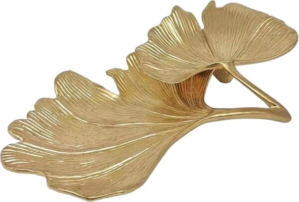 2-Tier Gold Leaf Metal Jewelry Dish Ring Holder & Trinket Tray