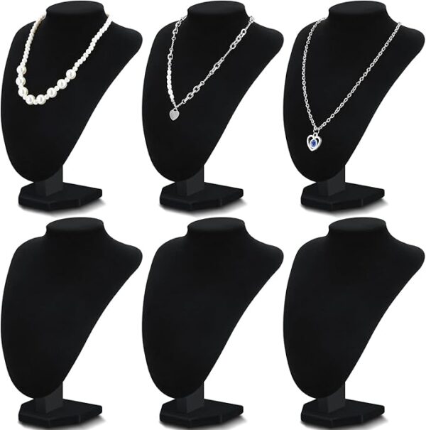 6Pcs Black Velvet Necklace Display Busts – Holders for Selling, Trade Shows & Photography