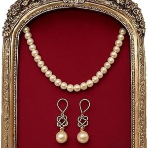 Gold Vintage Jewelry Display Stand – Resin Necklace & Earring Holder with Velvet Backing