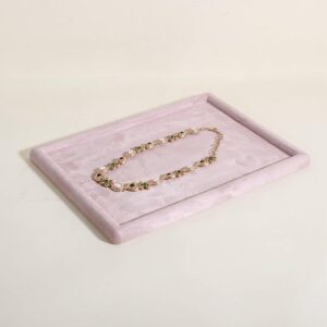 Pink Velvet Jewelry Display Tray – Organizer for Necklace, Ring, Bracelet, Watch (11.8" x 8.7")