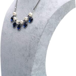 Gray Velvet Jewelry Display Stand – Necklace Bust Holder (11.4"x6.7")