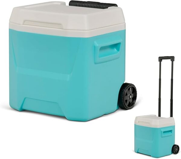 Wheeled Hard-Sided Cooler with Handle for Outdoor Food & Drink Storage