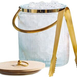 3L Glass Ice Bucket with Airtight Lid for Parties or Home Bar