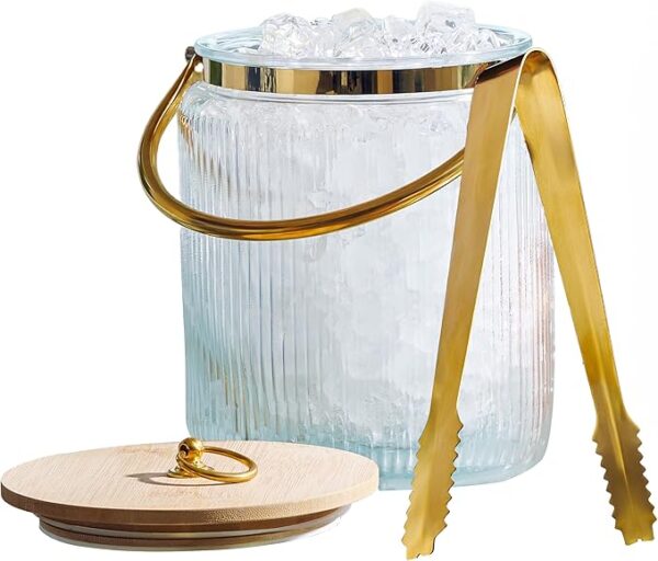3L Glass Ice Bucket with Airtight Lid for Parties or Home Bar