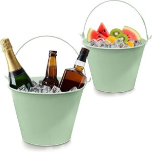 Gallon Green Galvanized Ice Buckets with Handle