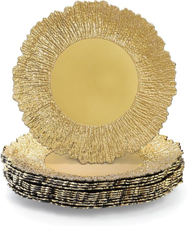 Gold Reef Charger Plates for Dinner, Wedding, or Party Use