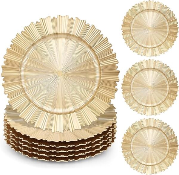 Gold Fluted Edge Charger Plates for Party Decor