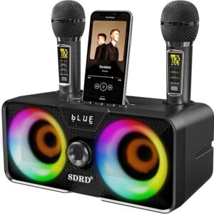Portable Karaoke Machine with 2 UHF Wireless Mics and Bluetooth Speaker