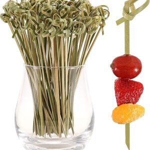 200pcs 4.7" Natural Bamboo Knot Cocktail Picks for Appetizers and Drinks
