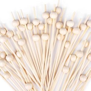 200pcs 4.7" Wooden Pearl Bamboo Cocktail Picks for Appetizers and Parties