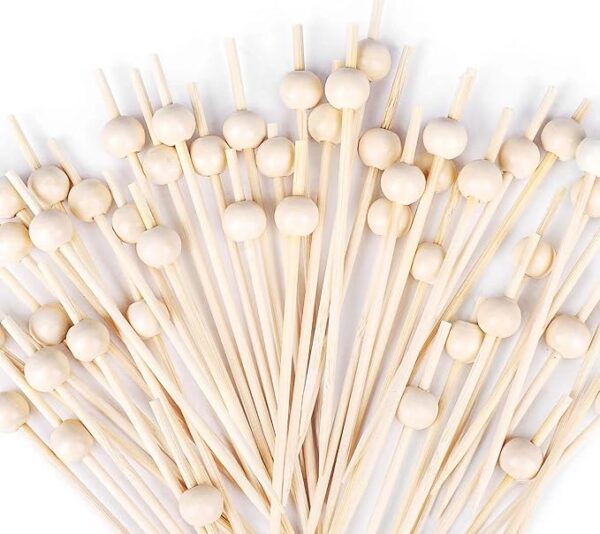 200pcs 4.7" Wooden Pearl Bamboo Cocktail Picks for Appetizers and Parties