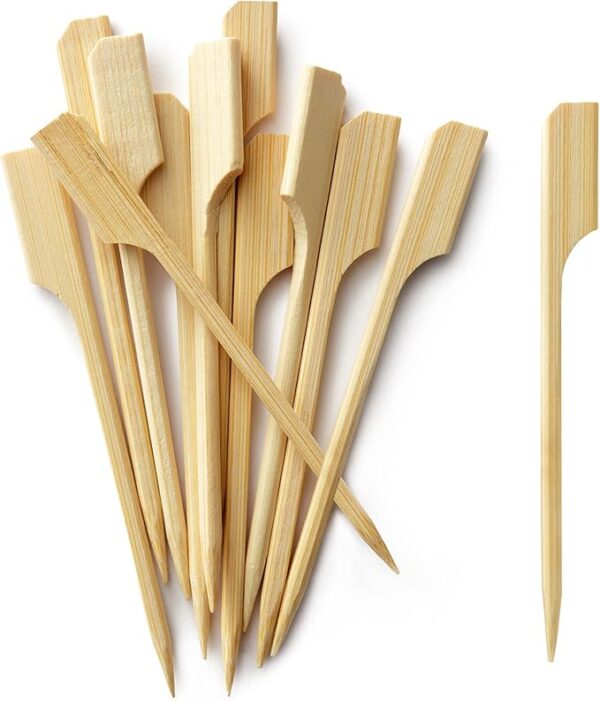 300pcs 3.5" Bamboo Paddle Picks for Appetizers, BBQ, and Cocktails