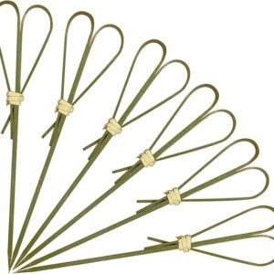 100pcs 4.7" Cyan Heart-Shaped Bamboo Cocktail Picks for Appetizers