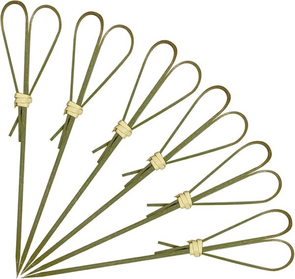 100pcs 4.7" Cyan Heart-Shaped Bamboo Cocktail Picks for Appetizers