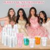 60 Sets Quinceañera 12oz Plastic Cups with Lids and Straws, Clear Pink Party Favors - Image 2