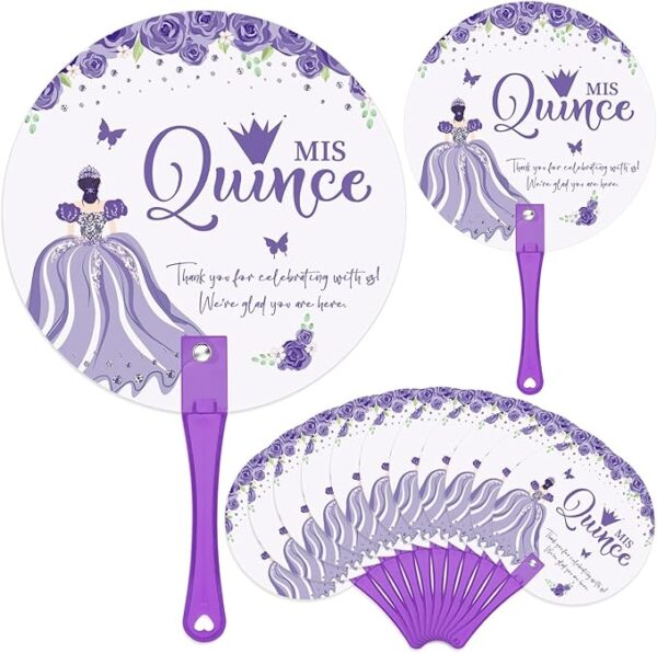 25pcs Purple Quinceañera Hand Fans Party Favors for Sweet 15