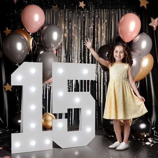 3ft Light-Up Marquee Numbers "15" for Quinceañera and 15th Birthday Party Decor