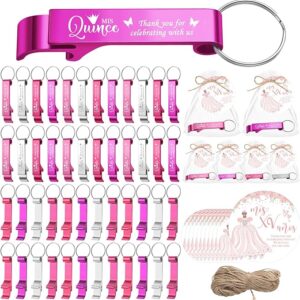56 Sets Quinceañera Party Favors with Bottle Opener Keychains, Tags, and Bags