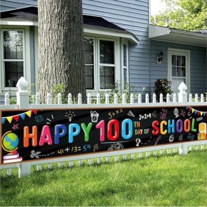 Happy 100th Day of School Backdrop Banner Decor